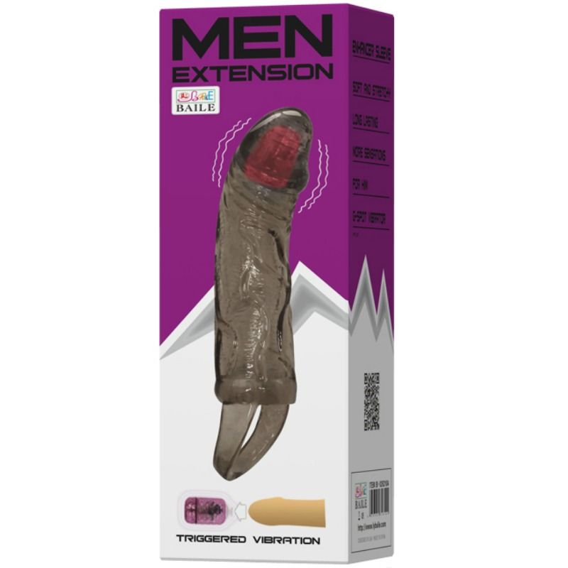 Gaine dextension de pénis avec vibration et sangle pour testicules 13.5 CM — BAILE, vue 2