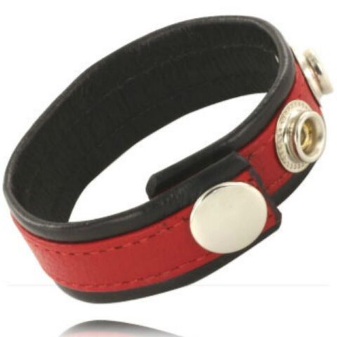 Sangle en cuir réglable pour pénis rouge-noir — LEATHER BODY