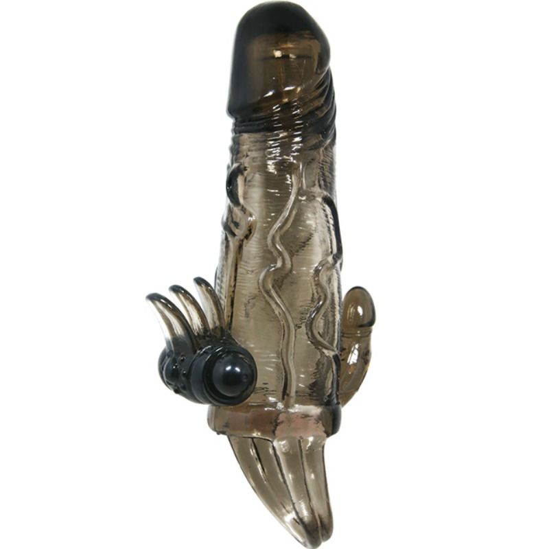 Couvre-pénis brave MAN avec stimulation clito et anal double bullet noir 16.5 CM — BAILE, vue 2