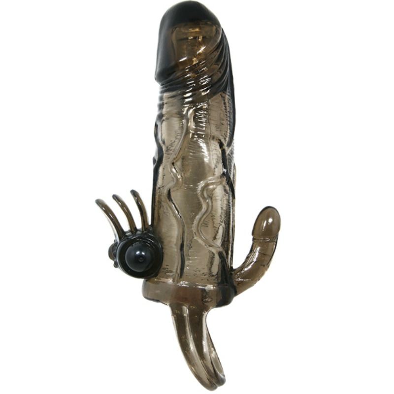 Couvre-pénis brave MAN avec stimulation clito et anal double bullet noir 16.5 CM — BAILE, vue 4