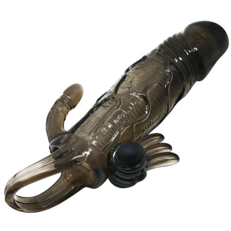 Couvre-pénis brave MAN avec stimulation clito et anal double bullet noir 16.5 CM — BAILE, vue 6