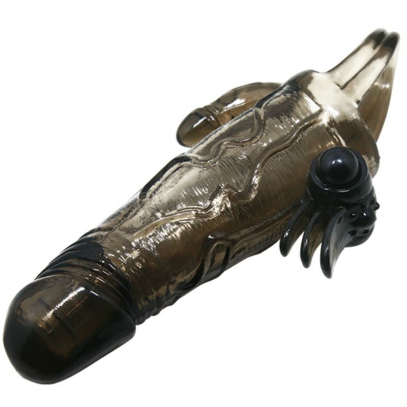 Couvre-pénis brave MAN avec stimulation clito et anal double bullet noir 16.5 CM — BAILE, vue 7