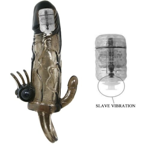 Couvre-pénis brave MAN avec stimulation clito et anal double bullet noir 16.5 CM — BAILE