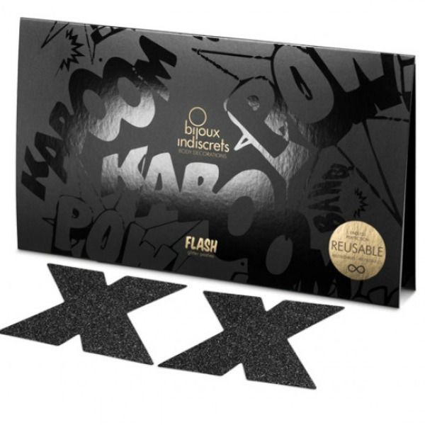 Flash cross nipple caps noir — BIJOUX INDISCRETS, vue 3