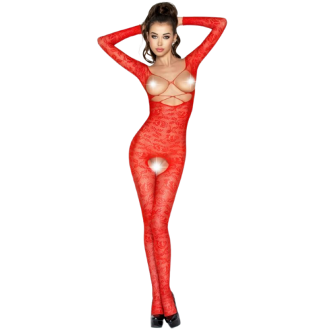 Femme BS031 bodystocking rouge taille unique — PASSION