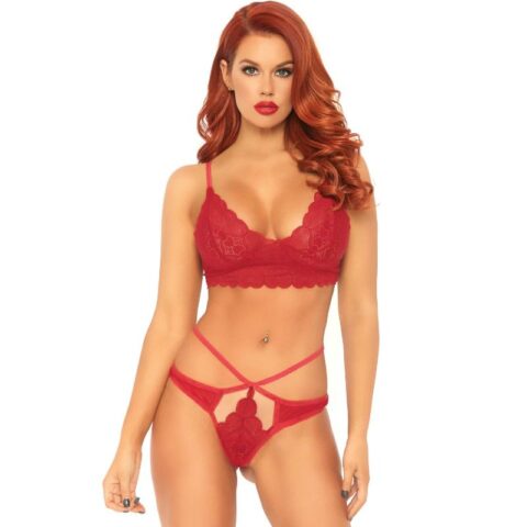 Ensemble 2 pièces bralette et string dentelle M/L — LEG AVENUE