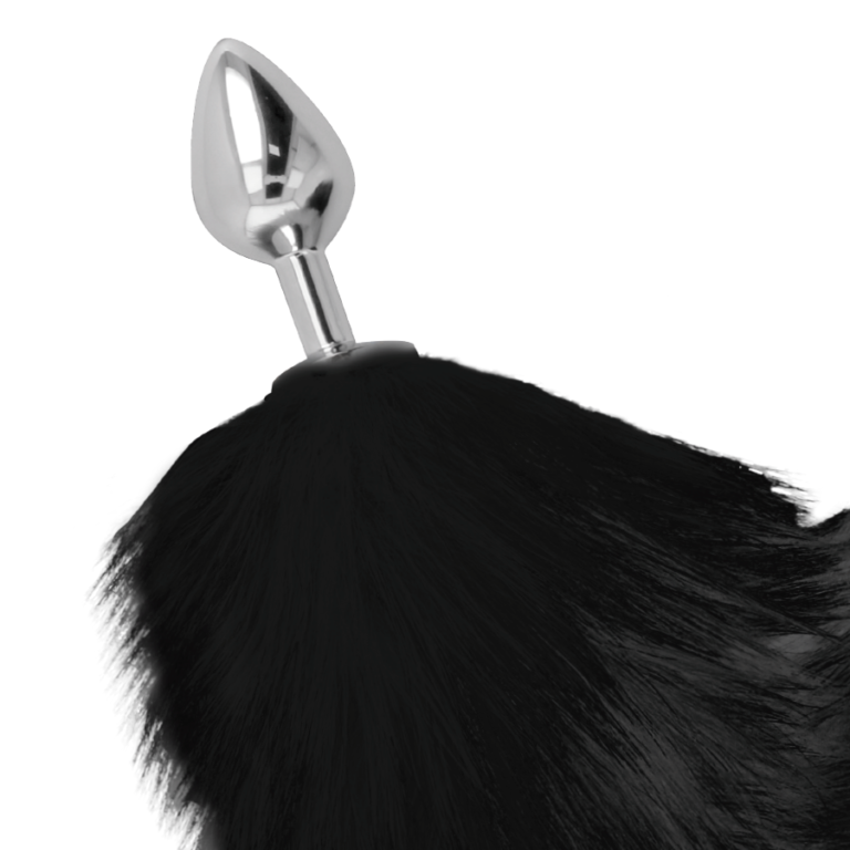 Plug anal argent 8 CM avec queue noire – Image 3