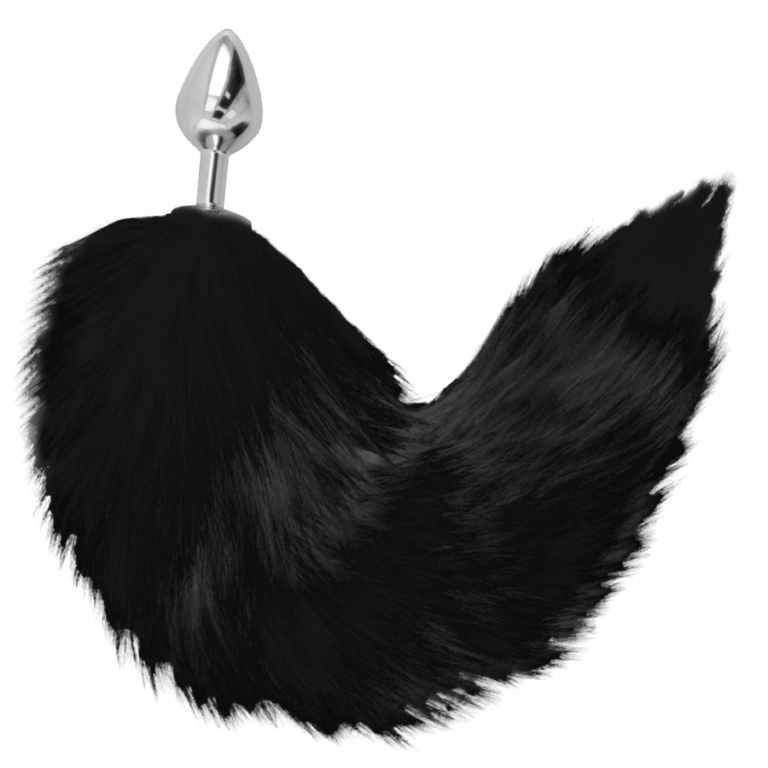 Plug anal argent 8 CM avec queue noire – Image 2