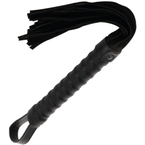 Fouet de bondage noir avec manche en cuir — DARKNESS