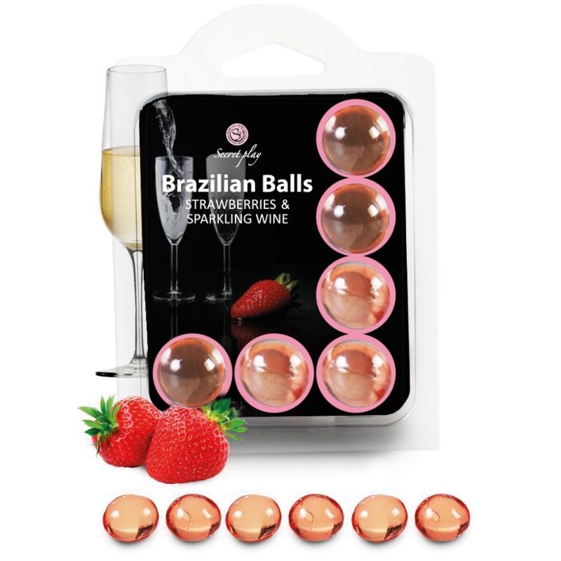 Set 6 boules brésiliennes fraises au cava — SECRETPLAY