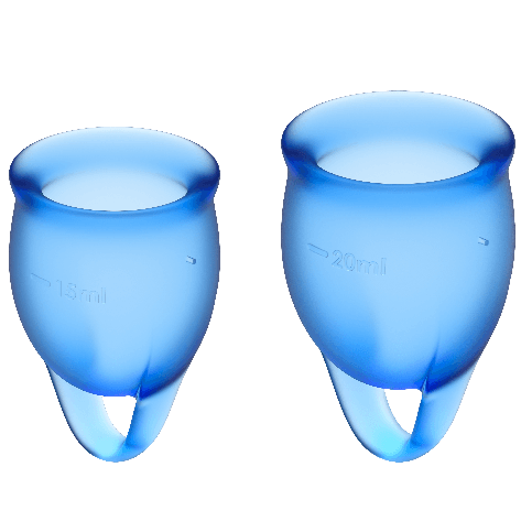 Coupe menstruelle feel confident bleu foncé 15 + 20 ML — SATISFYER