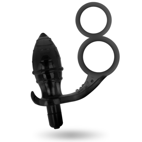 Plug anal avec double anneau noir — ADDICTED TOYS