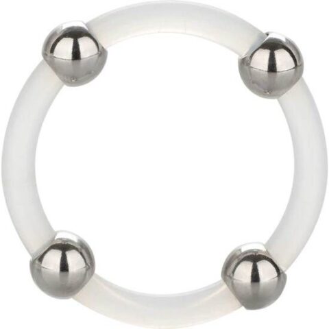 Bague en silicone perlée acier L