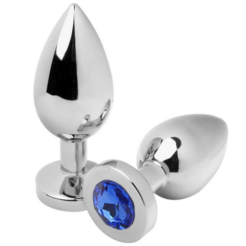 Plug anal bleu diamant petit 5,71CM — METAL HARD