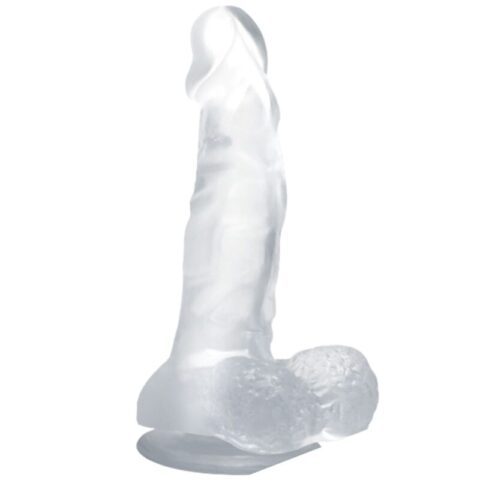 Gode réaliste avec ventouse et testicules 16.7 CM transparent