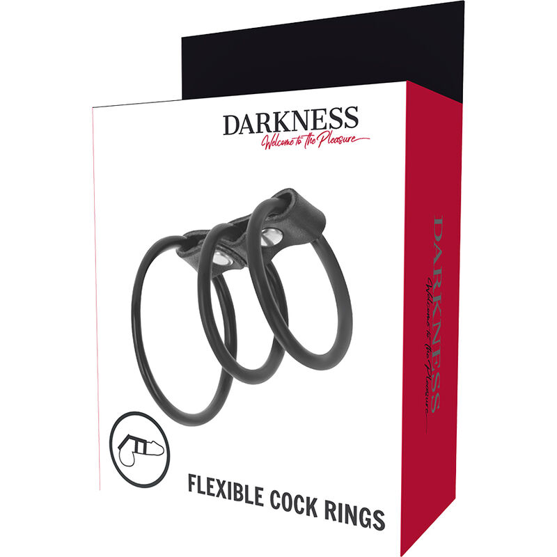 Ensemble de 3 anneaux pénis flexibles — DARKNESS, vue 4