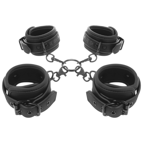 Ensemble de menottes pour mains et chevilles avec doublure en noprène