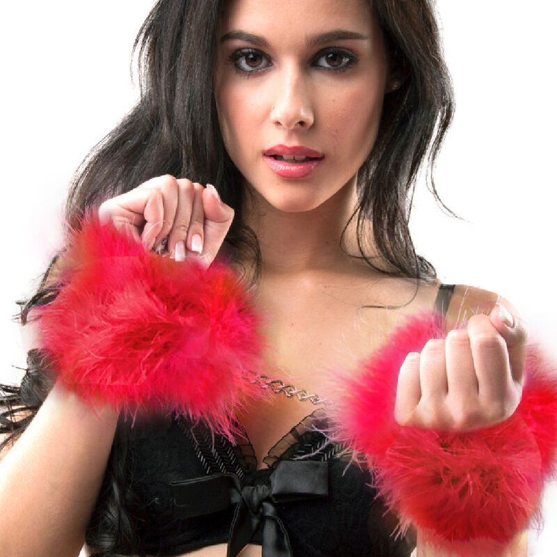 Menottes marabou rouge — SECRETPLAY, vue 2