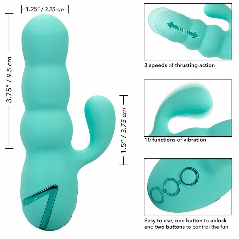 Vibrateur DEL MAR diva rabbir aqua green par california dreaming — CALEXOTICS, vue 9