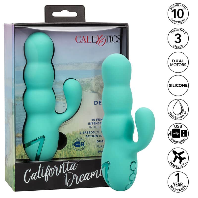 Vibrateur DEL MAR diva rabbir aqua green par california dreaming — CALEXOTICS, vue 2