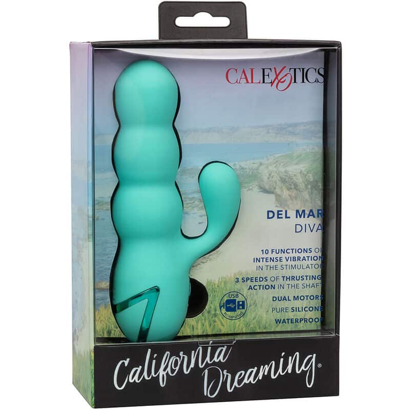 Vibrateur DEL MAR diva rabbir aqua green par california dreaming — CALEXOTICS, vue 13