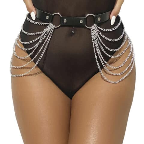 Chaîne cuir ceinture noire taille unique — SUBBLIME