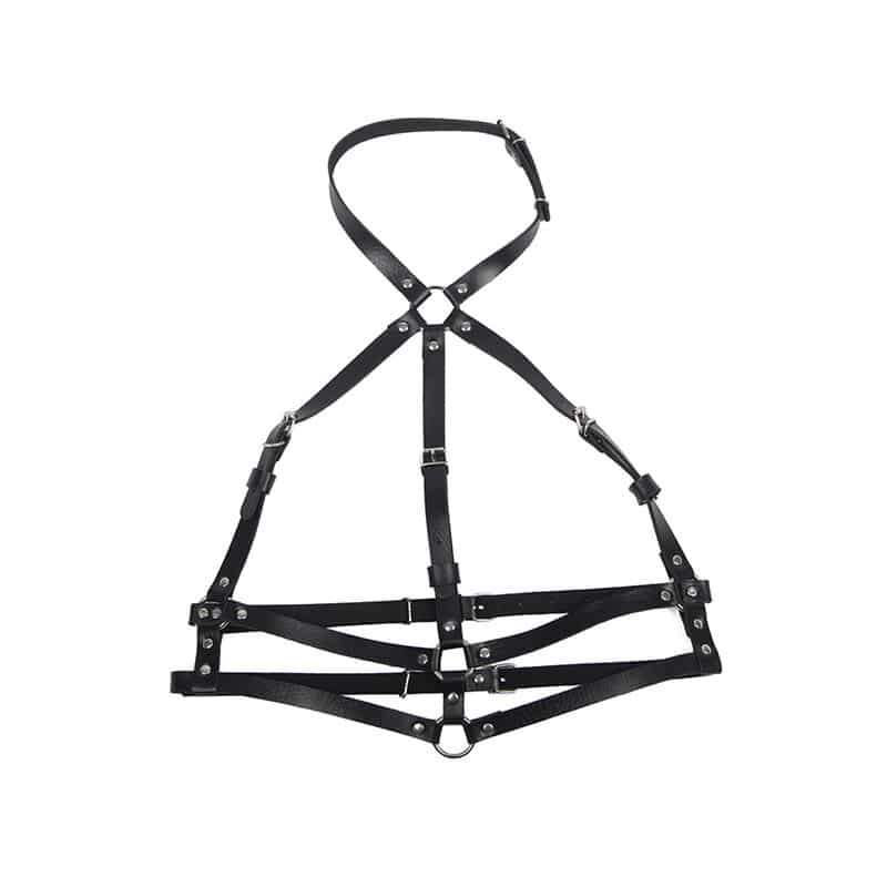 Harnais poitrine anneau cuir noir taille unique — SUBBLIME, vue 4