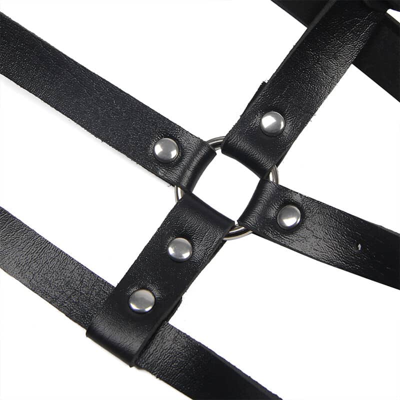 Harnais poitrine anneau cuir noir taille unique — SUBBLIME, vue 5