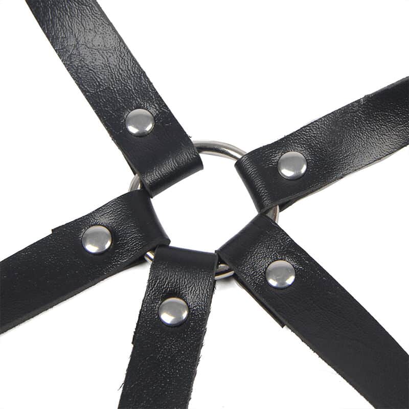 Harnais poitrine anneau cuir noir taille unique — SUBBLIME, vue 6
