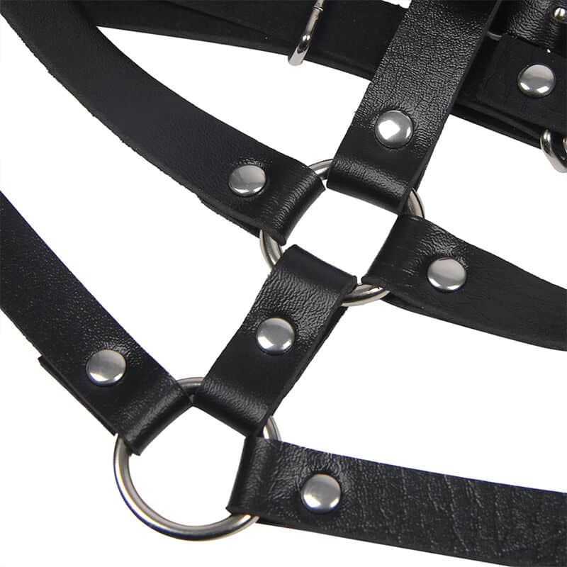Harnais poitrine anneau cuir noir taille unique — SUBBLIME, vue 7