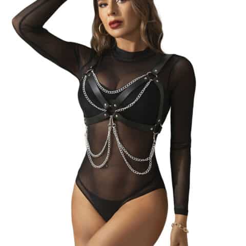 Soutien-gorge harnais avec chaîne détail taille unique — SUBBLIME