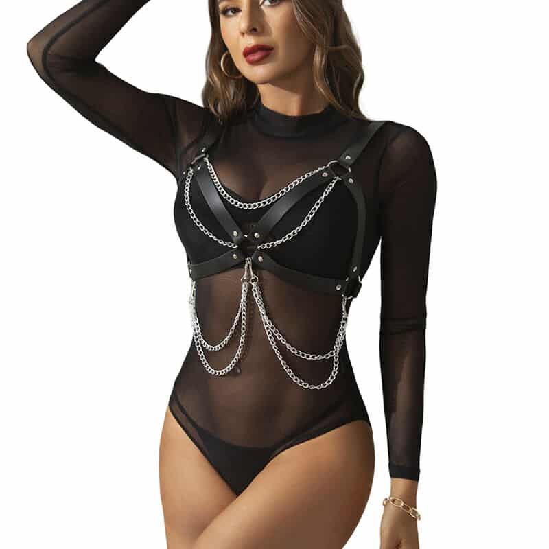 Soutien-gorge harnais avec chaîne détail taille unique — SUBBLIME