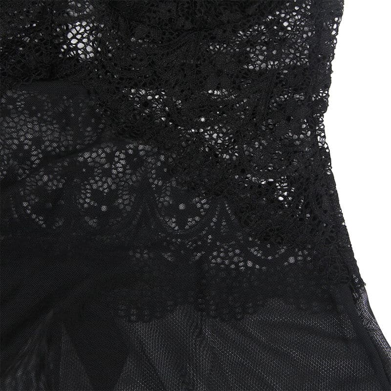 Tissu tulle babydoll avec dentelle et détail fleur noir L/XL — SUBBLIME, vue 8