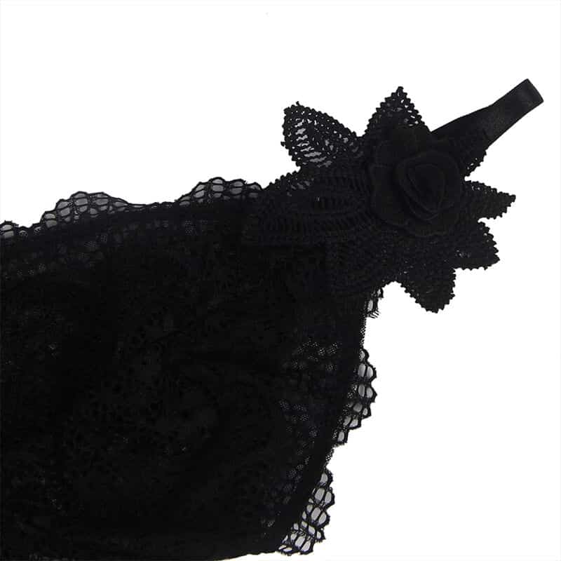 Tissu tulle babydoll avec dentelle et détail fleur noir L/XL — SUBBLIME, vue 7