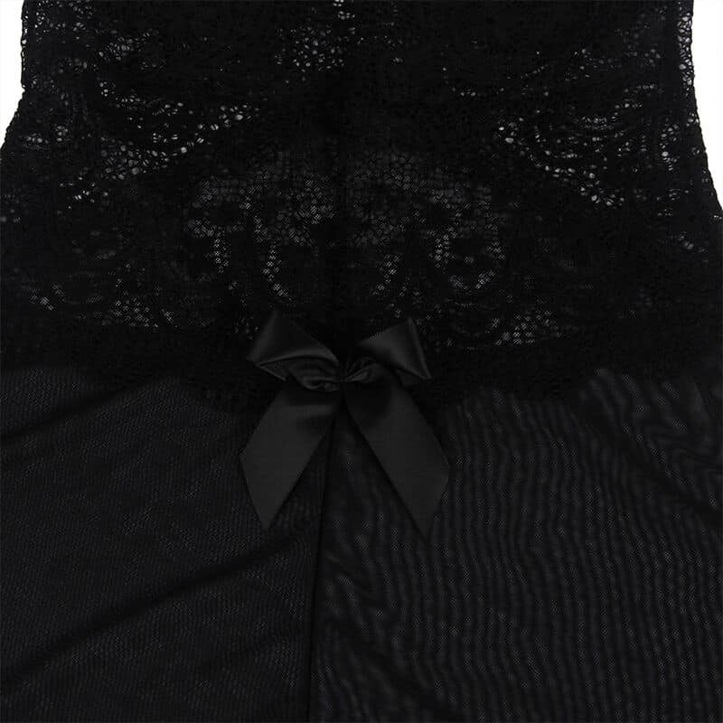 Tissu tulle babydoll avec dentelle et détail fleur noir L/XL — SUBBLIME, vue 5