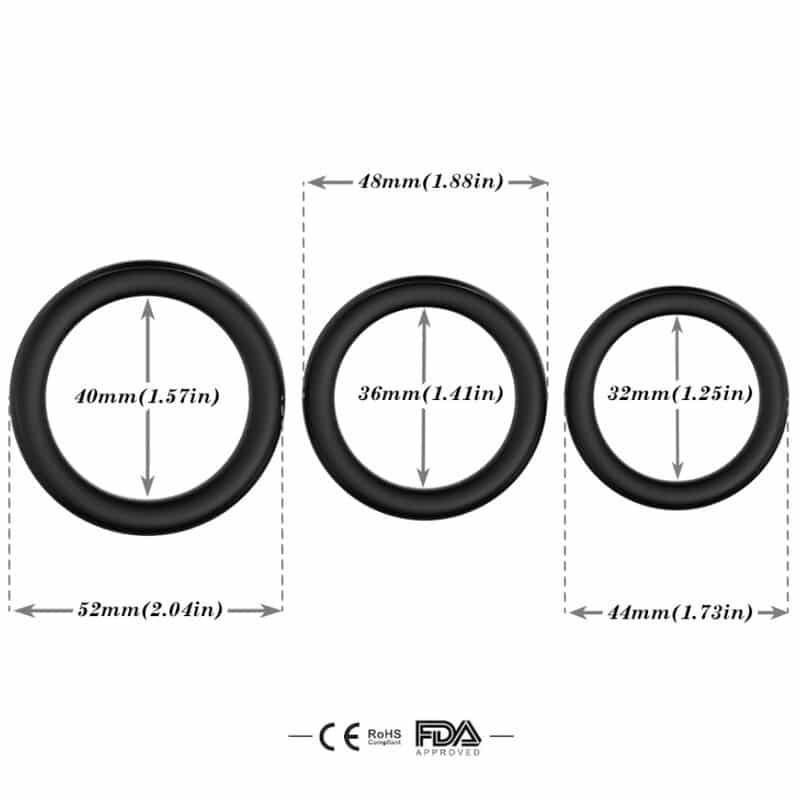 Bague triple silicone noire — ARMONY, vue 3