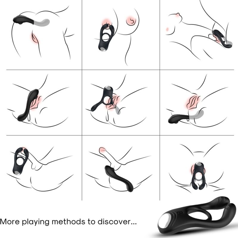 Jouet à anneau vibrateur double veyron pour couples noir — ARMONY, vue 2