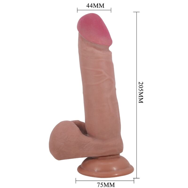Série sliding skin gode réaliste avec ventouse sliding skin marron 20,5 CM — PRETTY LOVE, vue 3