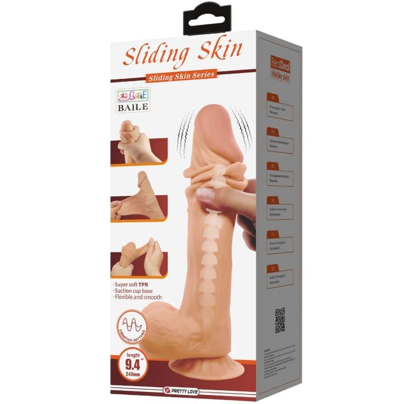 Série sliding skin gode réaliste avec ventouse sliding skin télécommande flesh 24 CM — PRETTY LOVE, vue 2