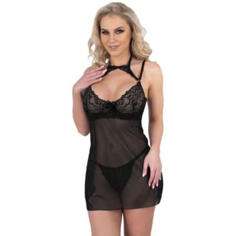 Ensemble binella babydoll + thong noir