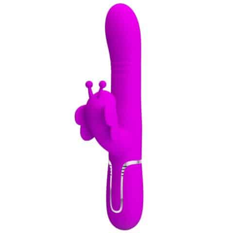 Vibrateur multifonction lapin 4 en 1 papillon fuchsia — PRETTY LOVE