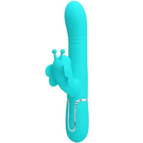 Vibrateur multifonction lapin 4 en 1 papillon aqua vert — PRETTY LOVE