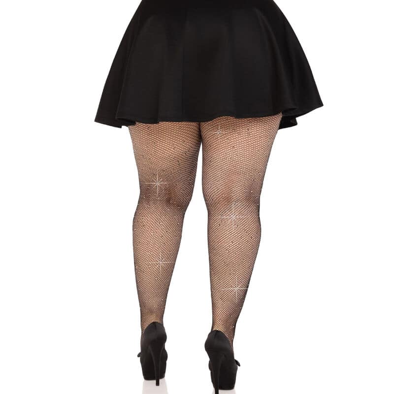 Bas maille cristallisée noir grande taille — LEG AVENUE, vue 2
