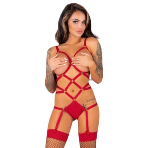 Thiara LC 20213 ensemble corps + bas rouge L/XL — LIVCO CORSETTI FASHION