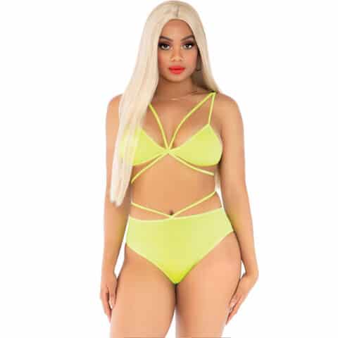 Top & culotte jaune avec bretelles — LEG AVENUE