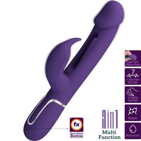 Vibrateur multifonction 3 en 1 kampas rabbit avec langue violet — PRETTY LOVE