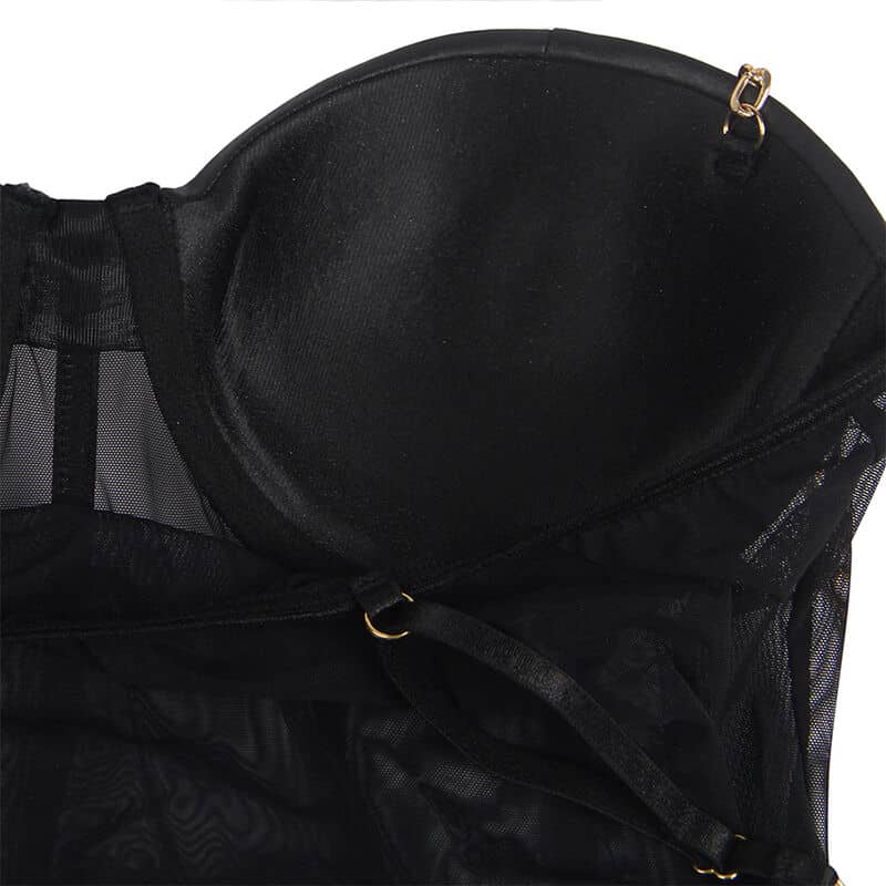 Body noir bretelles chaîne S/M — SUBBLIME, vue 7