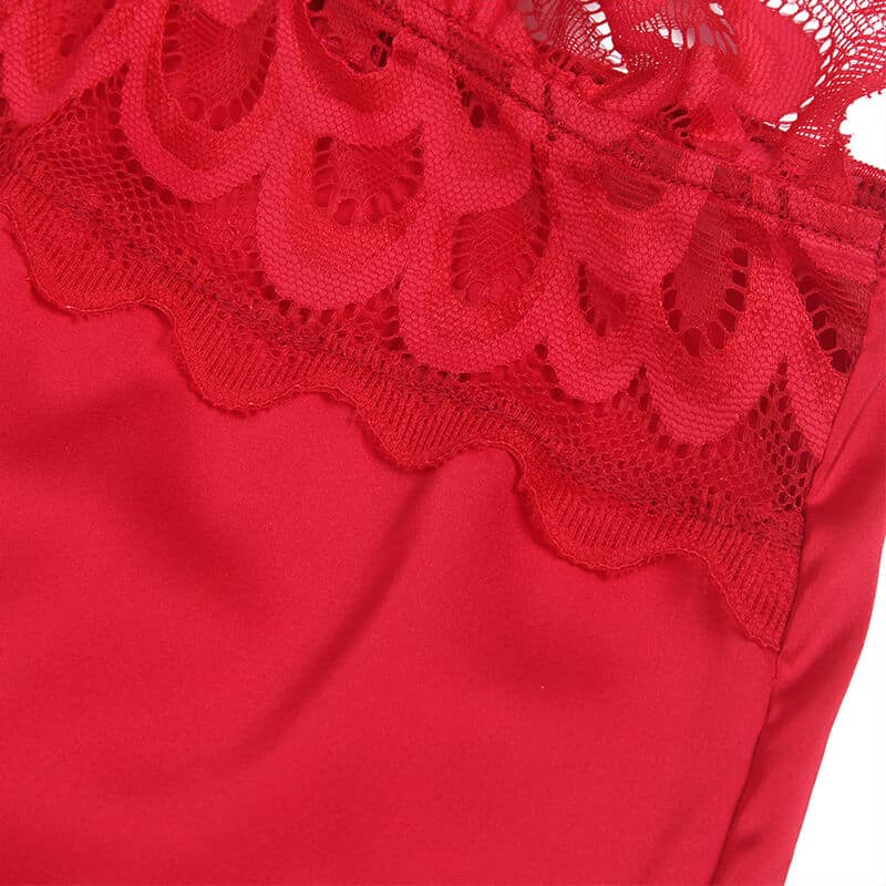 Babydoll en satin avec dentelle rouge L/XL — SUBBLIME, vue 7