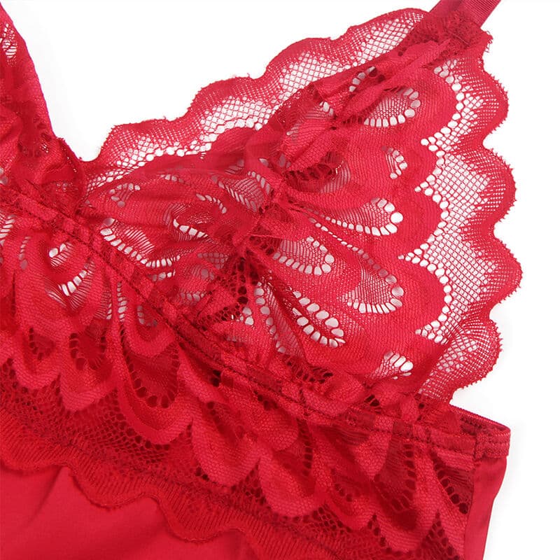 Babydoll en satin avec dentelle rouge L/XL — SUBBLIME, vue 8