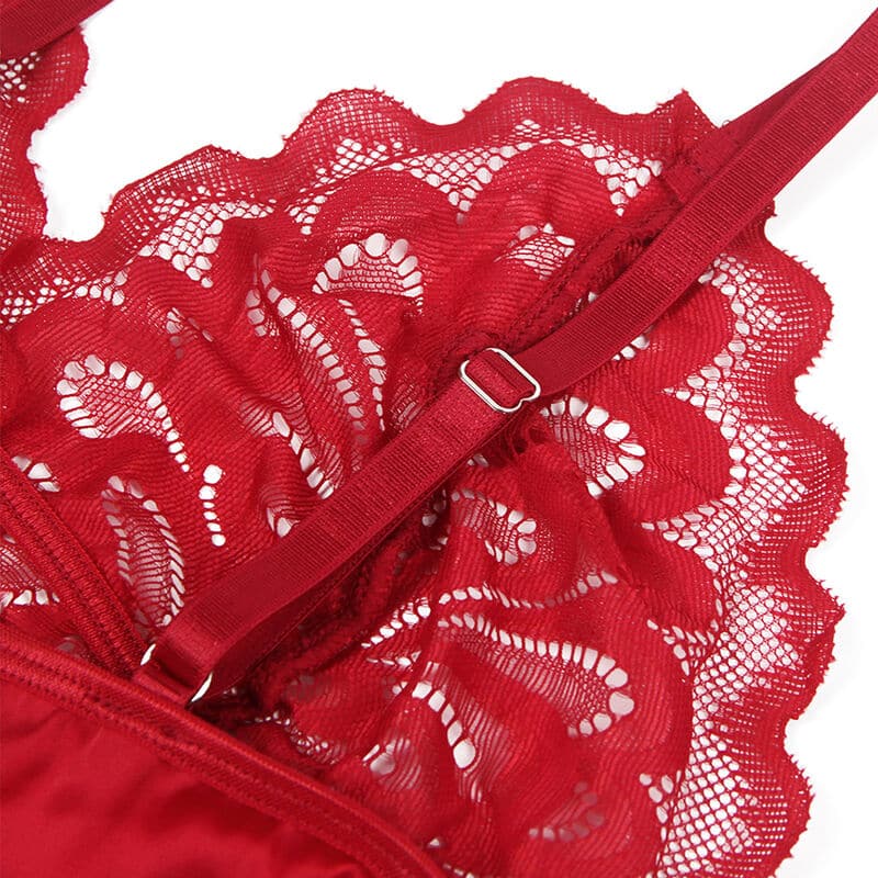 Babydoll en satin avec dentelle rouge L/XL — SUBBLIME, vue 9